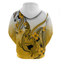 Hawaii Hoodie Polynesian Shark Tattoo With Plumeria Gold Gradient - Wonder Print Shop