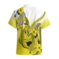 Hawaii Hawaiian Shirt Polynesian Shark Tattoo With Plumeria Yellow Gradient - Wonder Print Shop
