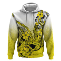 Hawaii Hoodie Polynesian Shark Tattoo With Plumeria Yellow Gradient - Wonder Print Shop