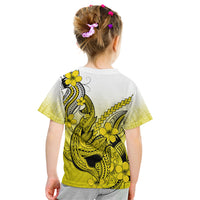 Hawaii Kid T Shirt Polynesian Shark Tattoo With Plumeria Yellow Gradient - Wonder Print Shop