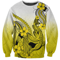 Hawaii Sweatshirt Polynesian Shark Tattoo With Plumeria Yellow Gradient - Wonder Print Shop