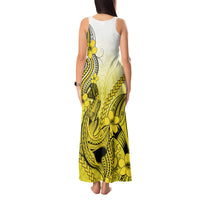Hawaii Tank Maxi Dress Polynesian Shark Tattoo With Plumeria Yellow Gradient - Wonder Print Shop