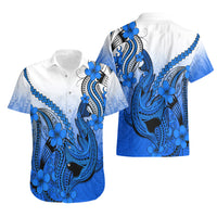 Hawaii Hawaiian Shirt Polynesian Shark Tattoo With Plumeria Blue Gradient - Wonder Print Shop