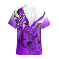 Hawaii Hawaiian Shirt Polynesian Shark Tattoo With Plumeria Purple Gradient - Wonder Print Shop