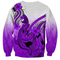Hawaii Sweatshirt Polynesian Shark Tattoo With Plumeria Purple Gradient - Wonder Print Shop