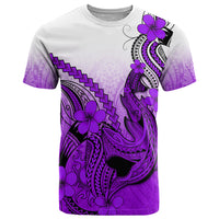 Hawaii T Shirt Polynesian Shark Tattoo With Plumeria Purple Gradient - Wonder Print Shop