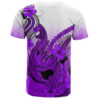 Hawaii T Shirt Polynesian Shark Tattoo With Plumeria Purple Gradient - Wonder Print Shop