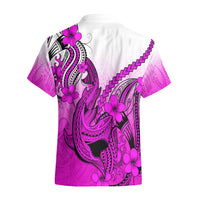 Hawaii Hawaiian Shirt Polynesian Shark Tattoo With Plumeria Pink Gradient - Wonder Print Shop