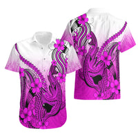 Hawaii Hawaiian Shirt Polynesian Shark Tattoo With Plumeria Pink Gradient - Wonder Print Shop