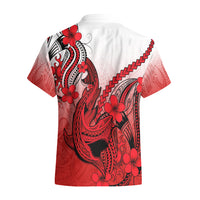 Hawaii Hawaiian Shirt Polynesian Shark Tattoo With Plumeria Red Gradient - Wonder Print Shop