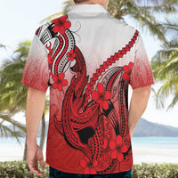 Hawaii Hawaiian Shirt Polynesian Shark Tattoo With Plumeria Red Gradient - Wonder Print Shop