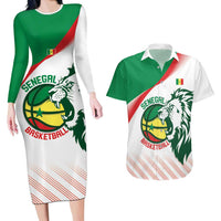 Senegal Basketball Custom Couples Matching Long Sleeve Bodycon Dress and Hawaiian Shirt Come On Lions - Wonder Print Shop