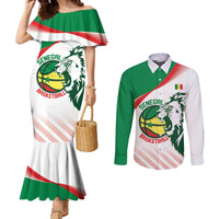 Senegal Basketball Custom Couples Matching Mermaid Dress and Long Sleeve Button Shirt Come On Lions - Wonder Print Shop
