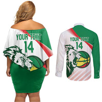 Senegal Basketball Custom Couples Matching Off Shoulder Short Dress and Long Sleeve Button Shirt Come On Lions - Wonder Print Shop