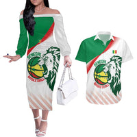 Senegal Basketball Custom Couples Matching Off The Shoulder Long Sleeve Dress and Hawaiian Shirt Come On Lions - Wonder Print Shop