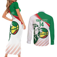 Senegal Basketball Custom Couples Matching Short Sleeve Bodycon Dress and Long Sleeve Button Shirt Come On Lions - Wonder Print Shop