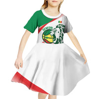 Senegal Basketball Custom Kid Short Sleeve Dress Come On Lions - Wonder Print Shop