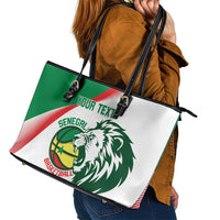 Senegal Basketball Custom Leather Tote Bag Come On Lions - Wonder Print Shop