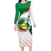 Senegal Basketball Custom Long Sleeve Bodycon Dress Come On Lions - Wonder Print Shop