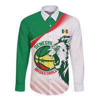 Senegal Basketball Custom Long Sleeve Button Shirt Come On Lions - Wonder Print Shop