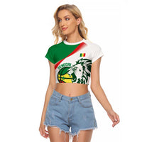 Senegal Basketball Custom Raglan Cropped T Shirt Come On Lions - Wonder Print Shop