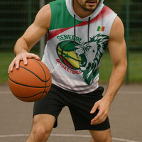Senegal Basketball Custom Sleeveless Hoodie Come On Lions - Wonder Print Shop