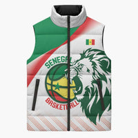 Senegal Basketball Custom Sleeveless Puffer Jacket Come On Lions - Wonder Print Shop