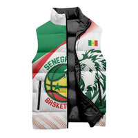 Senegal Basketball Custom Sleeveless Puffer Jacket Come On Lions - Wonder Print Shop