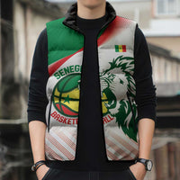 Senegal Basketball Custom Sleeveless Puffer Jacket Come On Lions - Wonder Print Shop