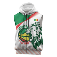 Senegal Basketball Custom Sleeveless Zip Hoodie Come On Lions - Wonder Print Shop