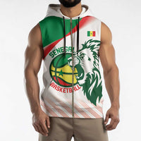 Senegal Basketball Custom Sleeveless Zip Hoodie Come On Lions - Wonder Print Shop