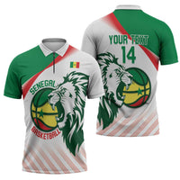 Senegal Basketball Custom Zipper Polo Shirt Come On Lions - Wonder Print Shop
