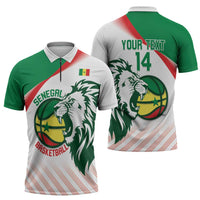Senegal Basketball Custom Zipper Polo Shirt Come On Lions - Wonder Print Shop