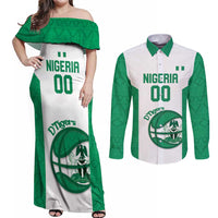 Nigeria Basketball Custom Couples Matching Off Shoulder Maxi Dress and Long Sleeve Button Shirt Come On Tigers - Wonder Print Shop