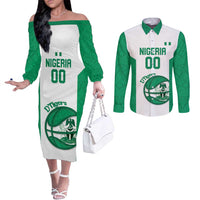 Nigeria Basketball Custom Couples Matching Off The Shoulder Long Sleeve Dress and Long Sleeve Button Shirt Come On Tigers - Wonder Print Shop