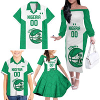 Nigeria Basketball Custom Family Matching Off The Shoulder Long Sleeve Dress and Hawaiian Shirt Come On Tigers - Wonder Print Shop