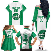 Nigeria Basketball Custom Family Matching Off The Shoulder Long Sleeve Dress and Hawaiian Shirt Come On Tigers - Wonder Print Shop