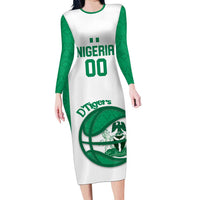 Nigeria Basketball Custom Long Sleeve Bodycon Dress Come On Tigers - Wonder Print Shop