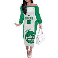 Nigeria Basketball Custom Off The Shoulder Long Sleeve Dress Come On Tigers - Wonder Print Shop