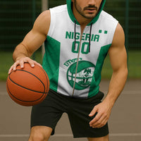 Nigeria Basketball Custom Sleeveless Zip Hoodie Come On Tigers - Wonder Print Shop