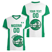 Nigeria Basketball Custom Women V-Neck T-Shirt Come On Tigers - Wonder Print Shop
