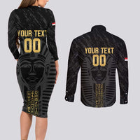 Egypt Basketball Custom Couples Matching Long Sleeve Bodycon Dress and Long Sleeve Button Shirt Come On Pharaohs - Wonder Print Shop