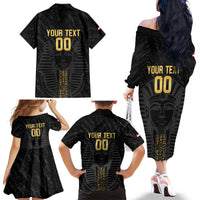 Egypt Basketball Custom Family Matching Off The Shoulder Long Sleeve Dress and Hawaiian Shirt Come On Pharaohs - Wonder Print Shop