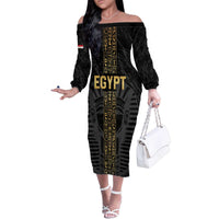 Egypt Basketball Custom Family Matching Off The Shoulder Long Sleeve Dress and Hawaiian Shirt Come On Pharaohs - Wonder Print Shop