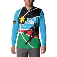 South Sudan Basketball Custom Button Sweatshirt Come On Bright Stars - Wonder Print Shop