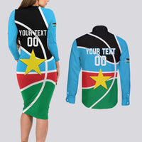 South Sudan Basketball Custom Couples Matching Long Sleeve Bodycon Dress and Long Sleeve Button Shirt Come On Bright Stars - Wonder Print Shop