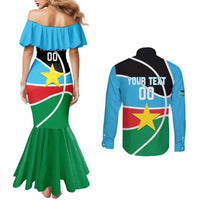 South Sudan Basketball Custom Couples Matching Mermaid Dress and Long Sleeve Button Shirt Come On Bright Stars - Wonder Print Shop