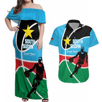 South Sudan Basketball Custom Couples Matching Off Shoulder Maxi Dress and Hawaiian Shirt Come On Bright Stars - Wonder Print Shop