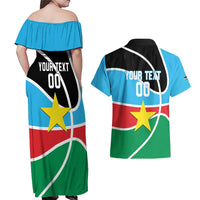 South Sudan Basketball Custom Couples Matching Off Shoulder Maxi Dress and Hawaiian Shirt Come On Bright Stars - Wonder Print Shop