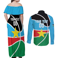 South Sudan Basketball Custom Couples Matching Off Shoulder Maxi Dress and Long Sleeve Button Shirt Come On Bright Stars - Wonder Print Shop